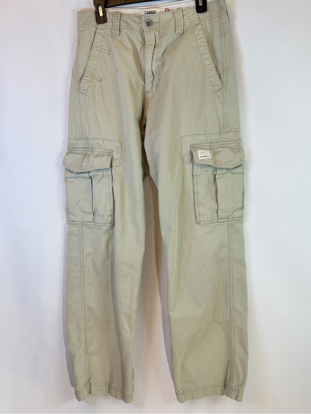 Levi's Khaki Jeans Men 30x34 Cargo Loose Straight Pockets Check Measurements